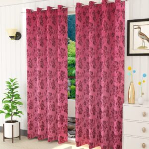 MSAIRA Velvet Floral Print Curtains, Grommet Top, Set of 2, Stainless Steel Eyelet, (Door 7 * 4 ft)