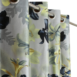 MSAIRA I Curtains I Polyester Blend I Set of 2 I Digital Floral Print I Window 5 * 4 ft - Green